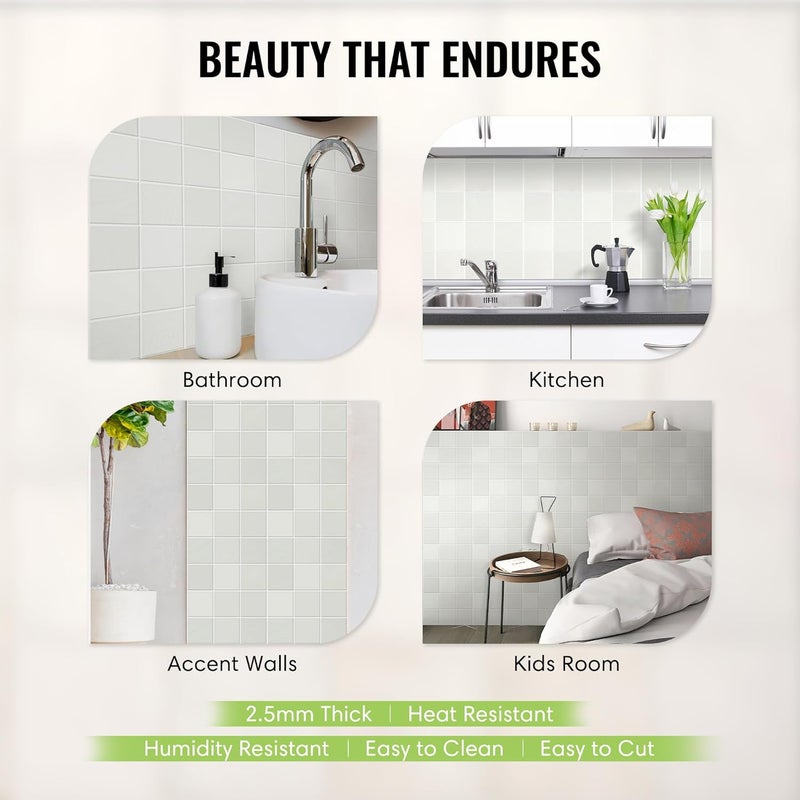 SELECT LIGHTING 5 Pack Peel and Stick Backsplash Square Tiles, Extra Thick 3D Wall Panels, Heat & Water Resistant, Easy DIY Kitchen, Bathroom, Laundry, Fireplace & Rental Home Wall Décor (12 x 12 in), Stone White - Image 3